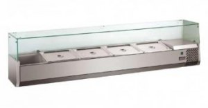 Cooling top with glass cover,7 x GN 1/4