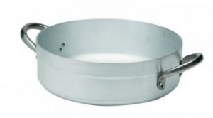 Two handled shallow cookpot in aluminium