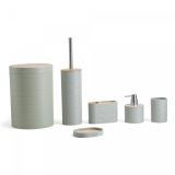 Herzberg HG-04449: 6 Pieces Bamboo Bathroom Set - Sage Green