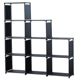 Herzberg HG-03350: 9-Layer Staircase Shelf Book Cabinet Storage Rack (125x125cm) - Black