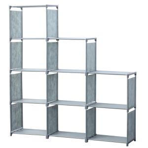 Herzberg HG-03633: 9-Layer Staircase Shelf Book Cabinet Storage Rack (125x125cm) - Grey