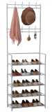 Herzberg Segmented Hallstand Clothes Hanger with 5 Shelves Shoe Rack - 60x173cm