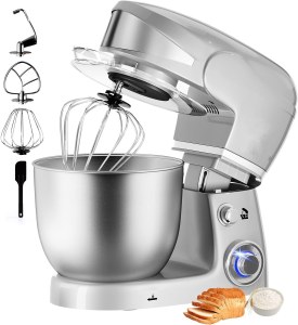 Royalty Line RL-PKM1600SIL: 1600W 6-Speed Stainless Steel Stand Mixer 6L - Silver